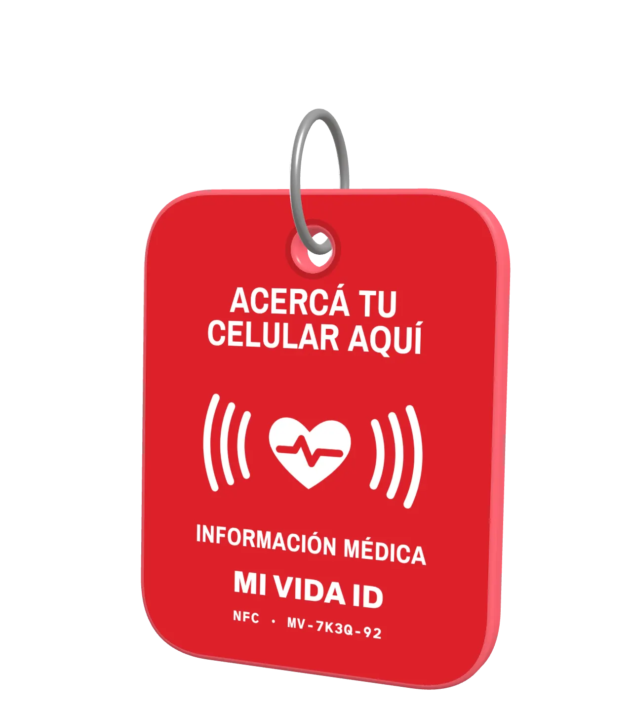 Lado NFC del llavero, con el texto Acercá tu celular aquí
